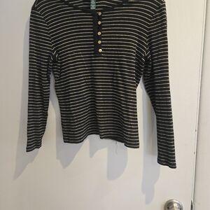 Ralph Lauren Black and Gold Striped Top